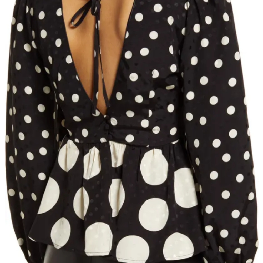 Topshop Jacquard Peplum Blouse Size 4 - Picture 9 of 17